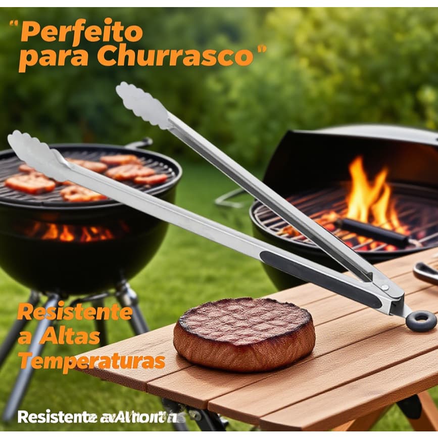 Pegador Inox 40 cm Churrasco Universal Profissional