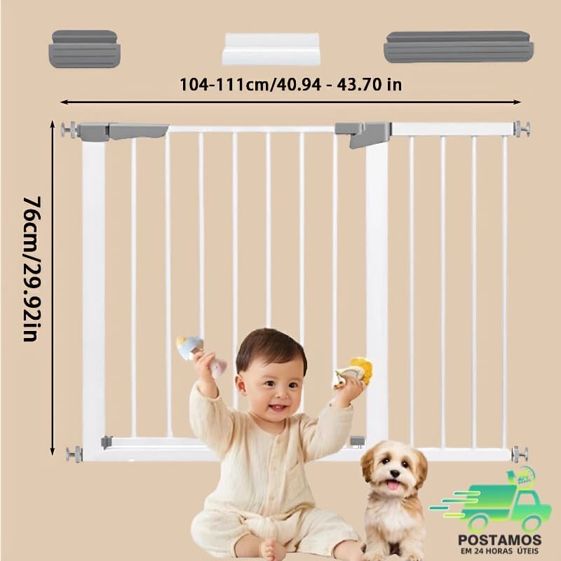 Portão Grade Extensível Proteção Infantil Pet Segurança 104-111cm
