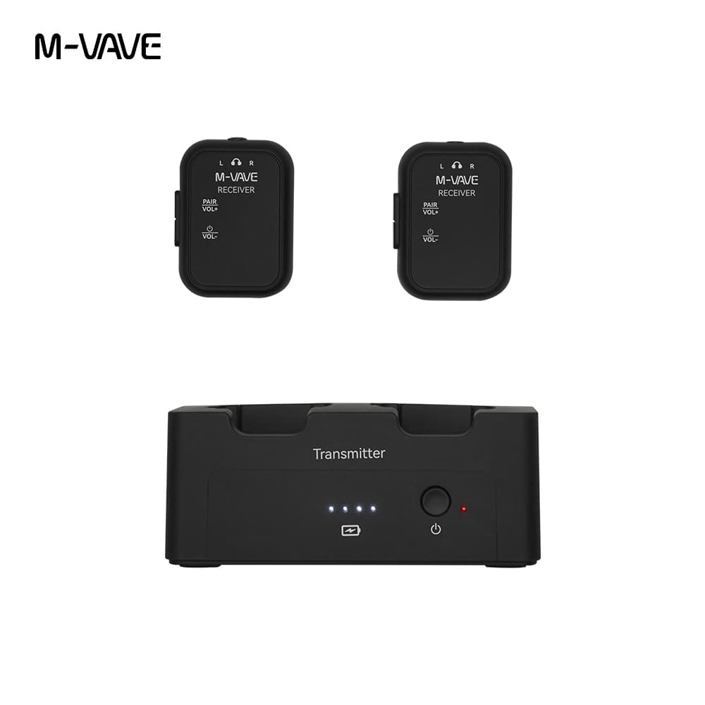 M-VAVE WP-12 2.4G Monitor de auscultadores sem fios Sistema de áudio Transmissão Gravador Mono Estéreo Recetor