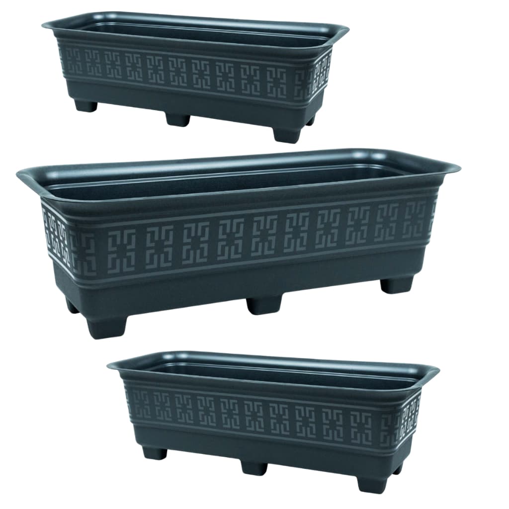 KIT 3 JARDINEIRA RETANGULARES 6 L PRETO REFORÇADO HORTA FLOREIRA PLANTAS