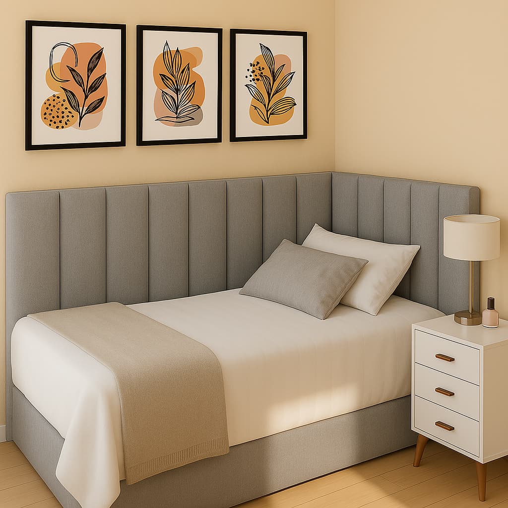 Kit 20 Cabeceira em L Adesiva Estofada 45x20 Para Cama de Solteiro Casal Queen  King