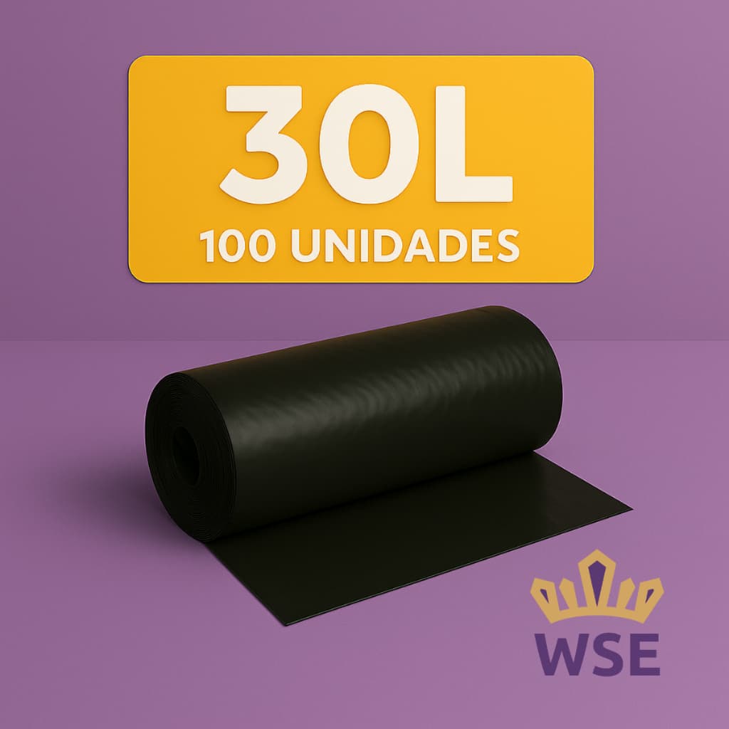 Saco de Lixo 30 Litros Preto c/100 Unidades Promocional
