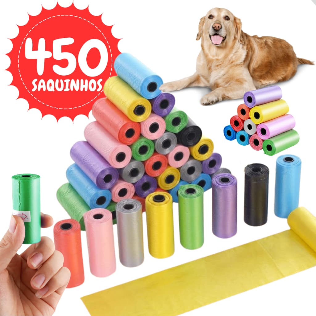 Kit 450 Saquinhos Cata Caca Refil Higiênico Pet
