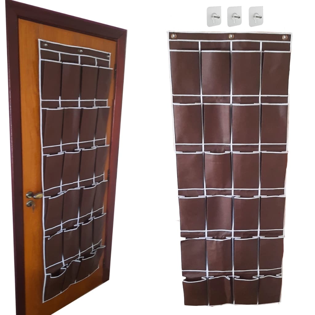Sapateira de Porta ou Parede com 24 Divisórias Grande Organizador de Sapatos Suspenso para 12 Pares Instalação sem Furos