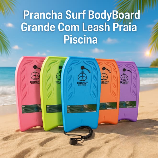 Prancha Surf BodyBoard Grande Com Leash Praia Piscina