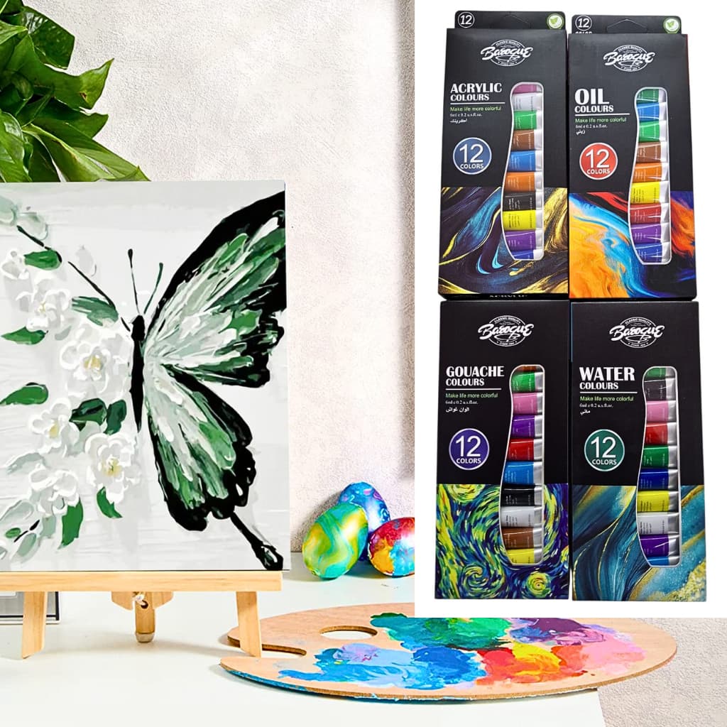 Tinta 12 Bisnagas 6ml OU Caderno Sketchbook Acrílica Aquarela Guache Óleo Desenho Arte Pintura Decoração Artesanato