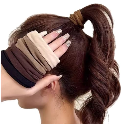 Corda de cabelo larga e macia para mulheres com elástico alto em algodão e rabo de cavalo