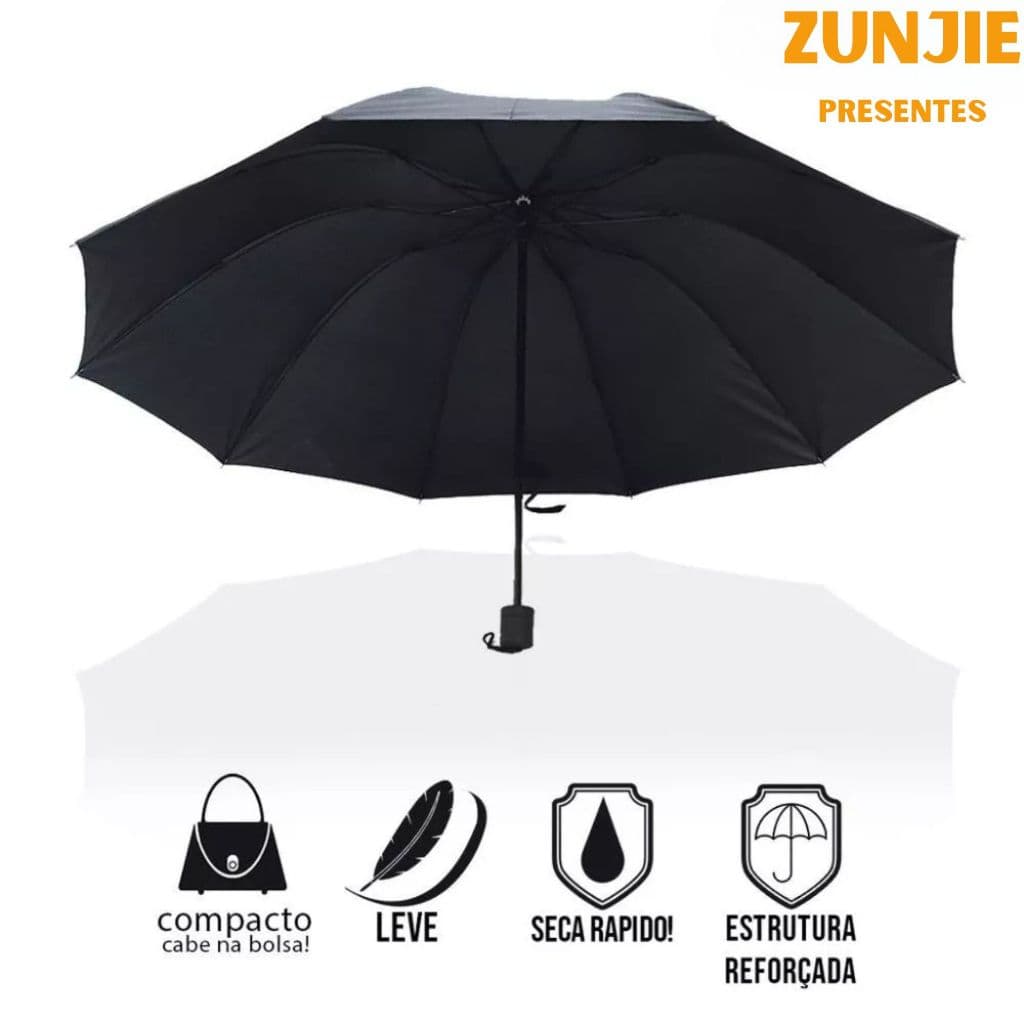 Guarda Chuva Grande Reforçado Preto Dobrável P & G
