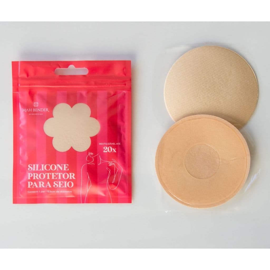 1 Par Protetor de Seio Tapa Mamilo de Silicone Revestido de Tecido, Adesivo, Reutilizável, cor nude, medindo 8,6cm