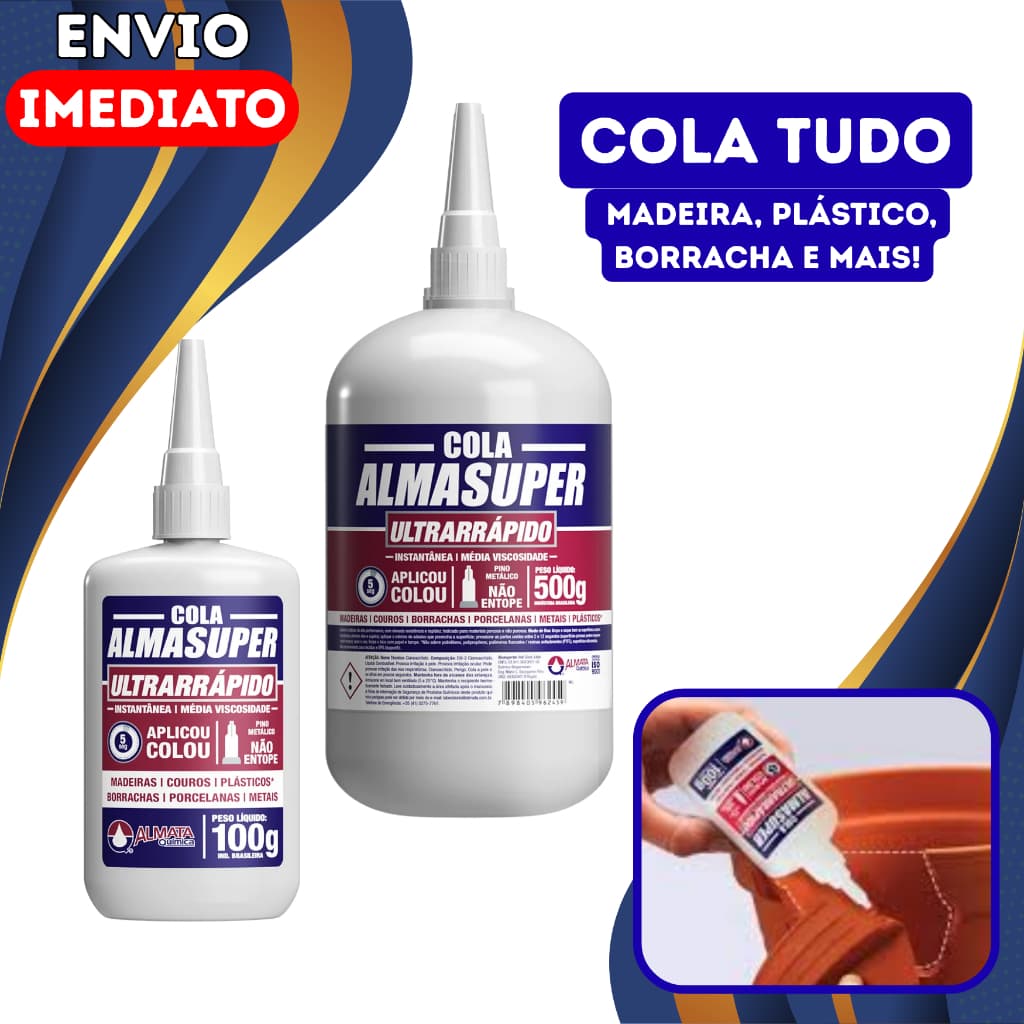 Cola Almasuper Ultrarrápida Instantânea Secagem Rápida Cola tudo 100g e 500g