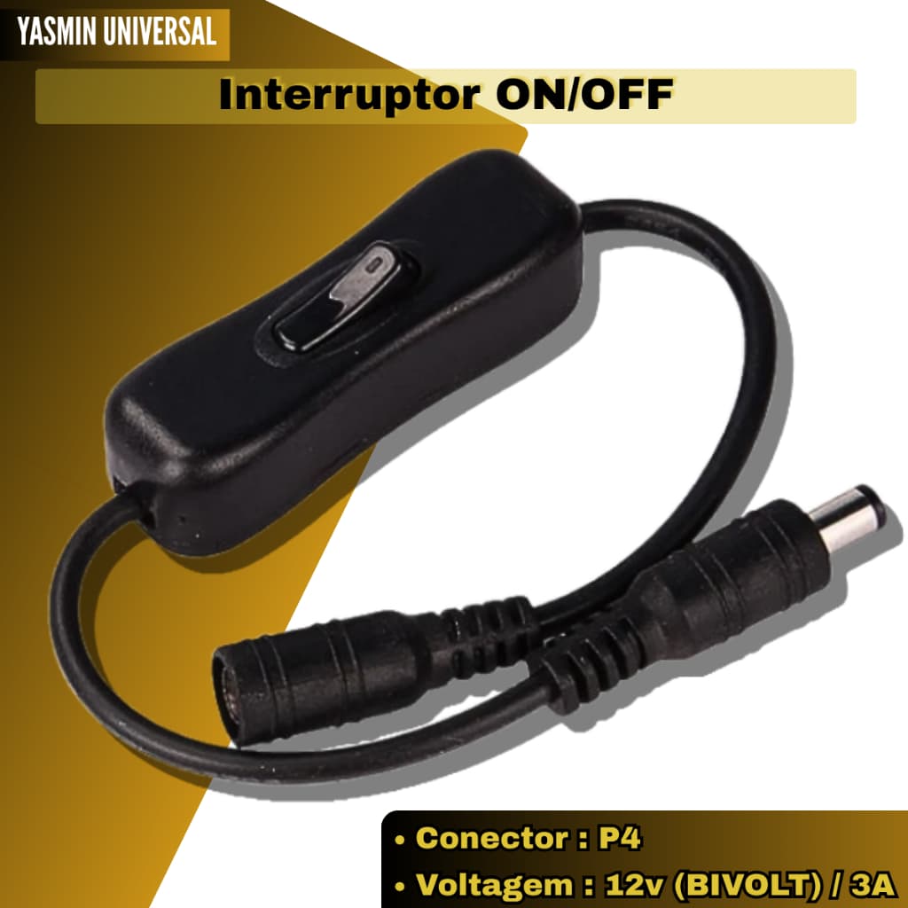 Interruptor Liga Desliga P4 Fita Led 12v Preto