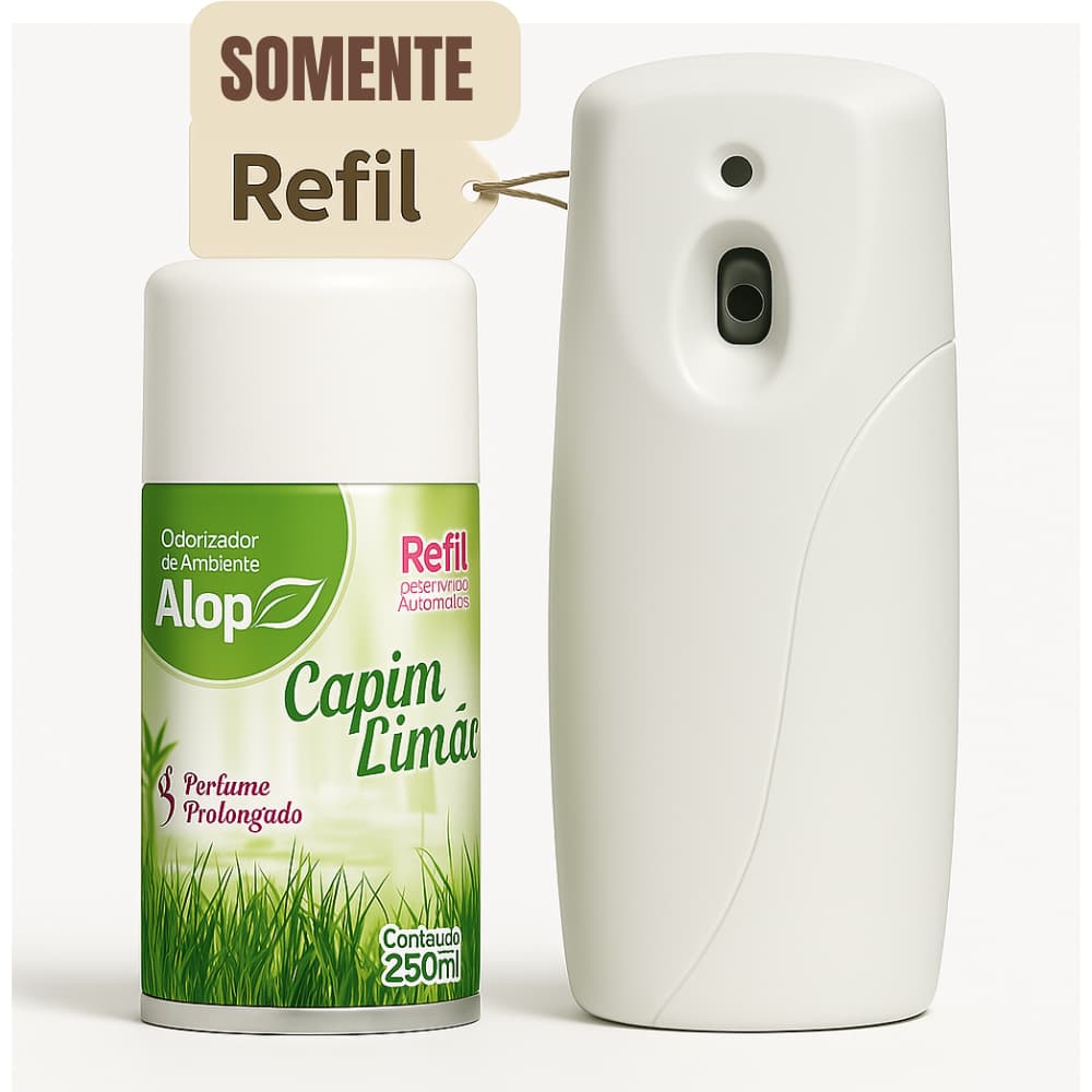 Odorizador Automático 250ml - Refil de Longa Duração - BABY, LAVANDA OU CAPIM