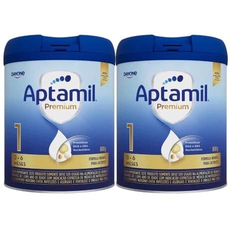 KIT 02unid Aptamil Premium 1 - Formula Infantil Leite Lata 800g