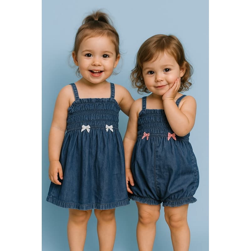 VESTIDO MACACÃO JEANS INFANTIL BABY DE 1 A 2 ANOS
