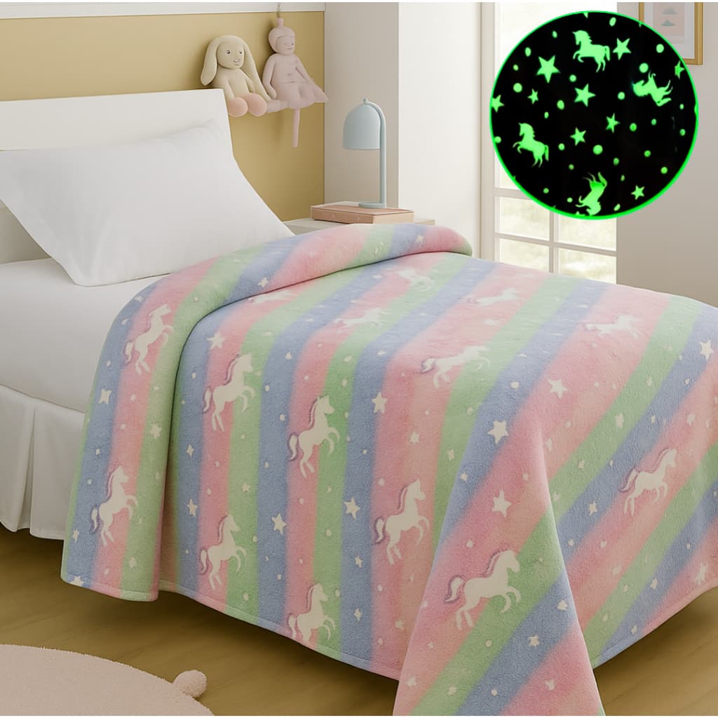 MANTA FLUORESCENTE SOLTEIRO COBERTA QUE BRILHA NO ESCURO 2,00X1,50 MT