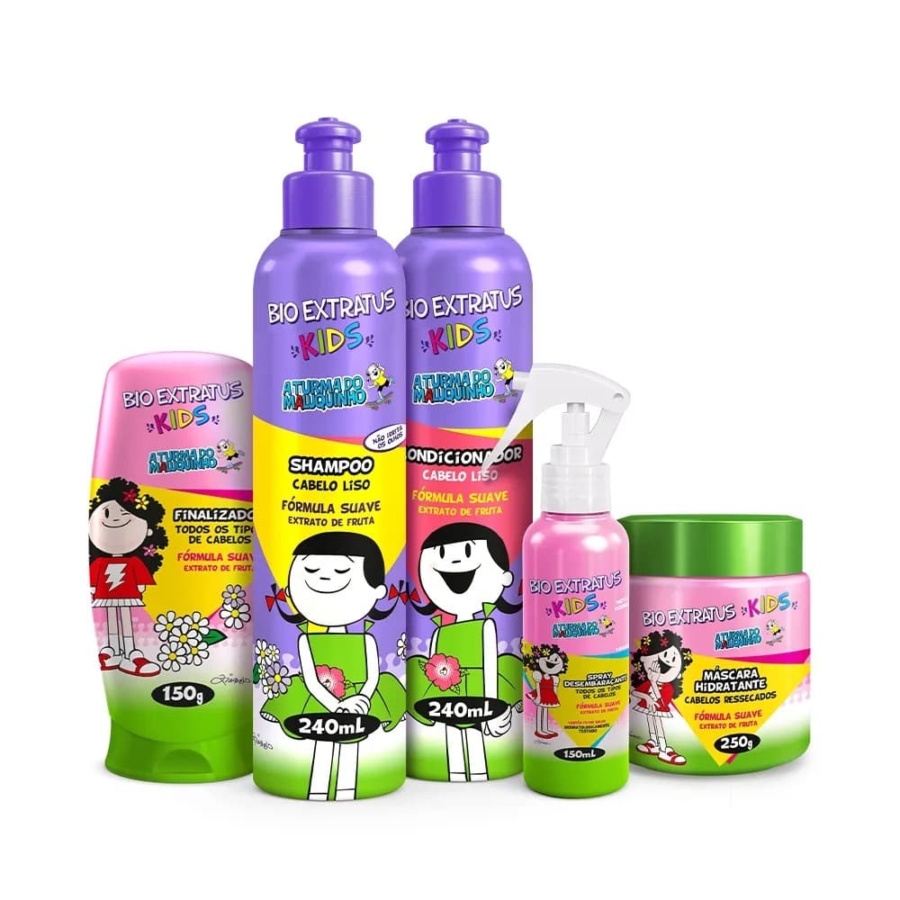 Kit Kids Cabelo Liso Bio Extratus Completo Para Criança