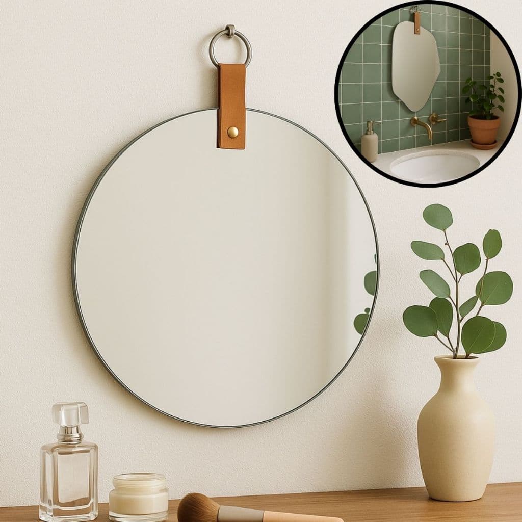 Espelho Lapidado Redondo e Orgânico Pendurar Quarto Banheiro Sala