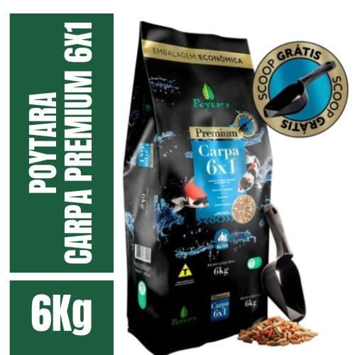 Ração Para Carpas Poytara Sticks Premium 6x1 6kg Mix com Alho Poytara Para Lagos e Aquários