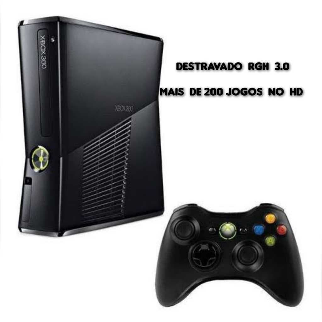 Xbox 360 Desbloq RGH 3.0  HD com mais de 200 jogos+ 2 controles +kinect+ garantia + nota fiscal
