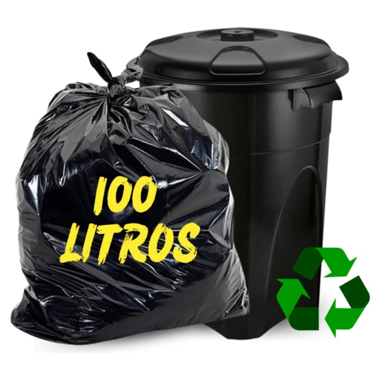 Kit 100 Saco de Lixo Grande 100 Litros Preto Resistente Forte Uso Geral 100 unidades
