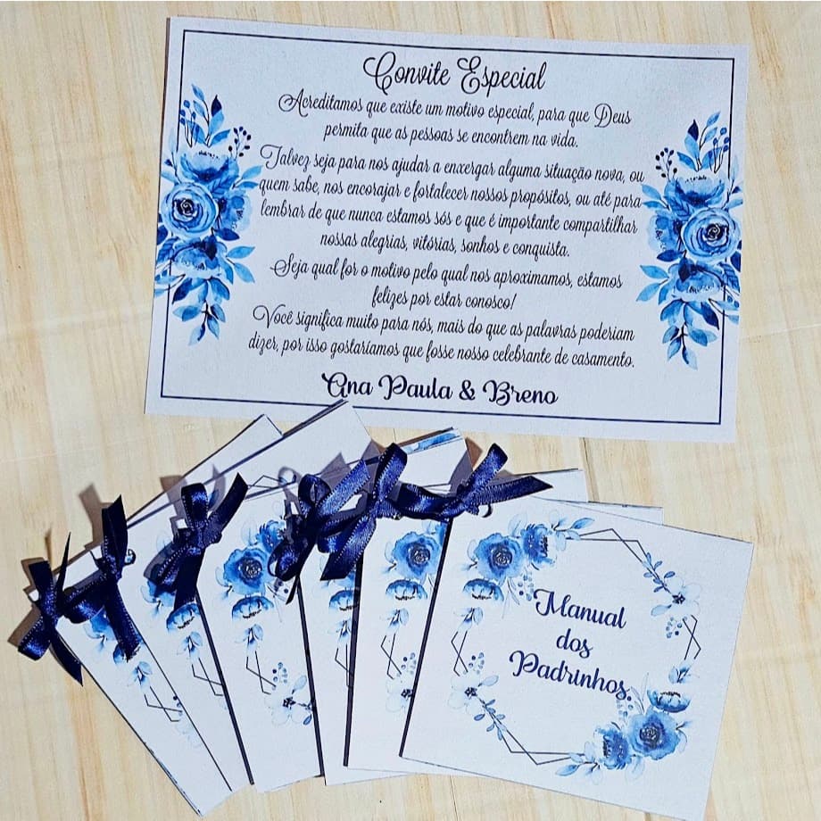 Kit Manual de Padrinhos +Convites para Caixa - Kit Manual e Convite - Casamento- Manual Madrinhas - Convites para caixa