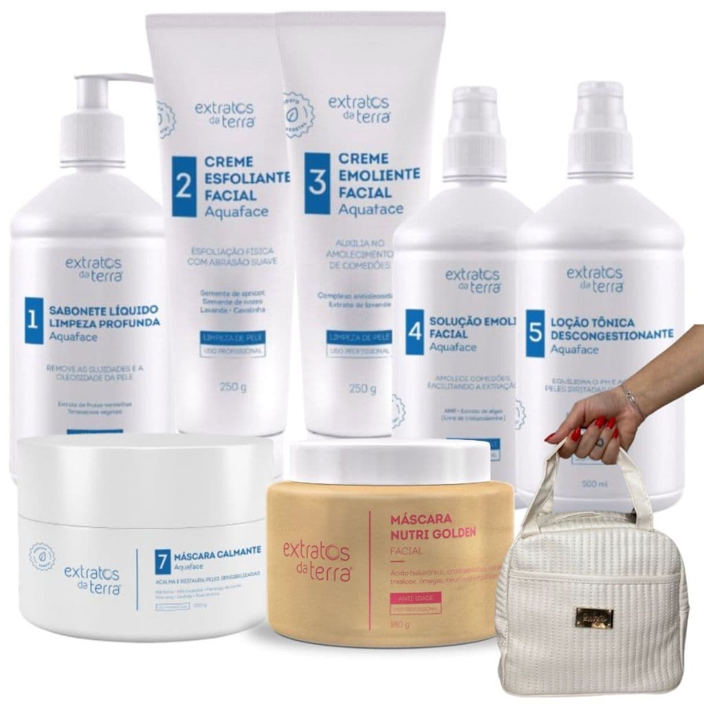 Kit Limpeza De Pele Com Nutri Golden E Necessaire Extratos Da Terra