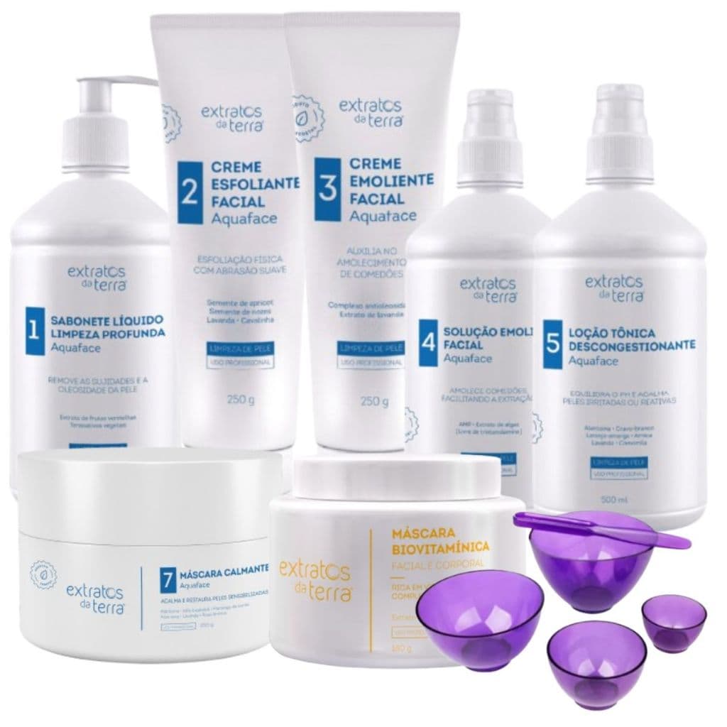 Kit Limpeza De Pele Completo Aquaface Extratos Da Terra