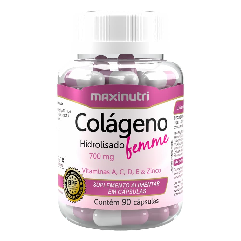 Colágeno Femme Vitaminas A-C-D-E Zinco 90 Cápsulas Maxinutri