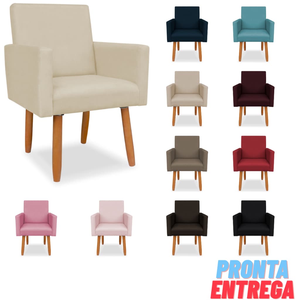ENVIO IMEDIATO - Poltrona Nina Premium Decorativa Pés Palito Bege