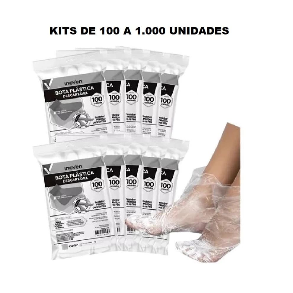 Kits de 100 a 1.000 Unidades Botinha Plástica Descartável Inoven - Cód. F10