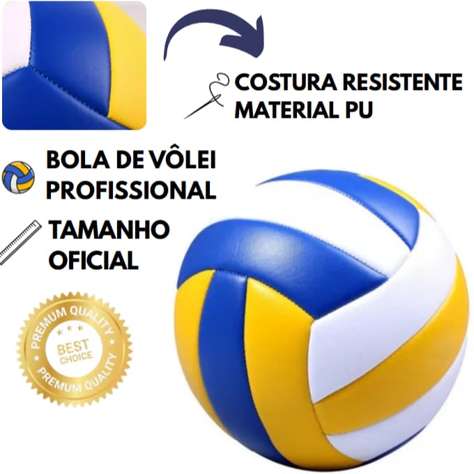 Bola Vôlei Profissional Oficial 67cm Para Quadra e Areia – Enviada Cheia – Couro Sintético