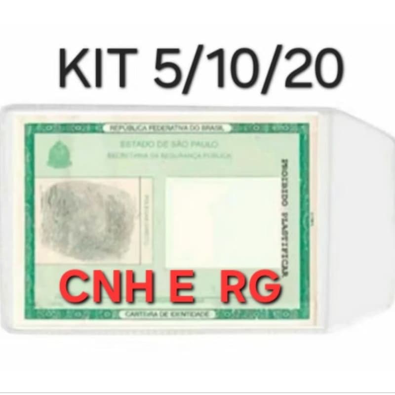 CAPINHA PLÁSTICA PROTETORA PARA DOCUMENTOS RG/CPF/CNH/TÍTULO DE ELEITOR/RESERVISTA KIT