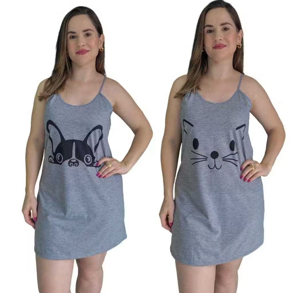 Kit 2 Camisolas Pijama Adulto Feminino Alça De Verão