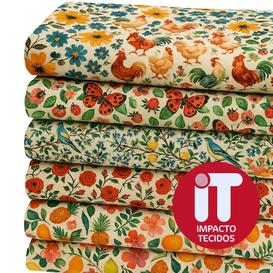 Tecido Tricoline Estampado 100% Algodão 50cmx1,50m Est 341 a 377