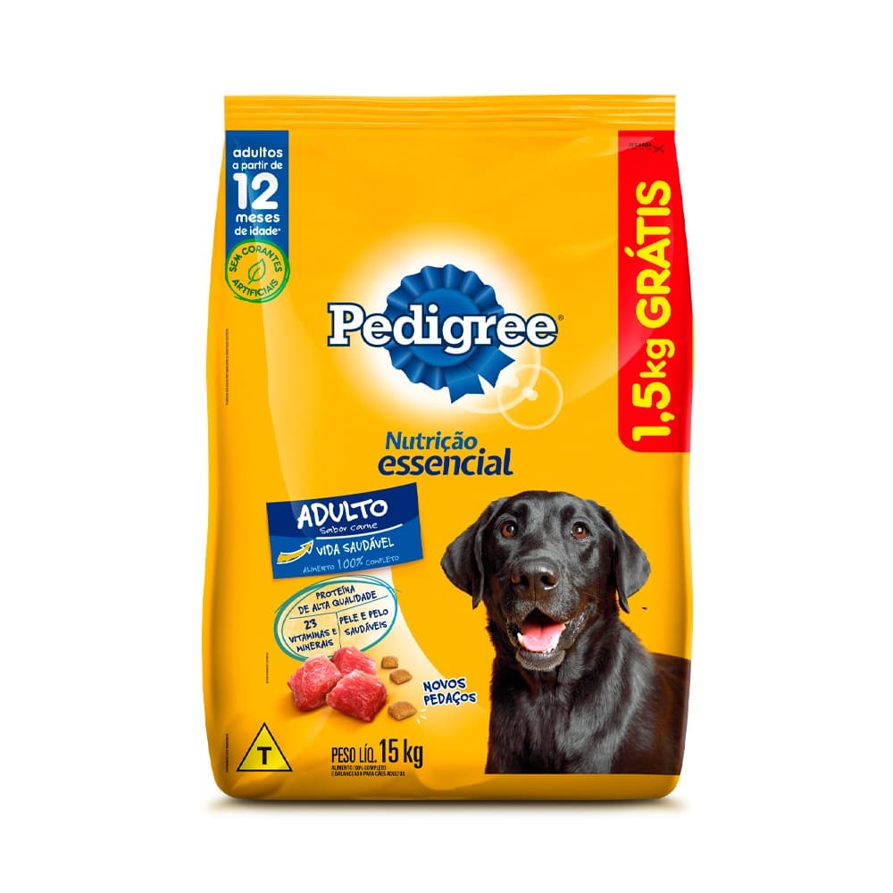 Ração Pedigree Nutrição Essencial Carne para Cães Adultos 15 kg