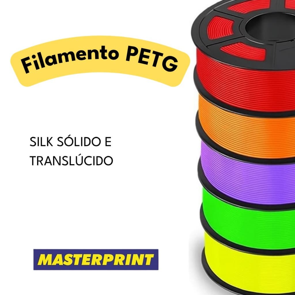 Filamento PETG 1kg 1,75mm MASTERPRINT para Impressora 3D – Alta Resistência, Brilho e Diversas Cores