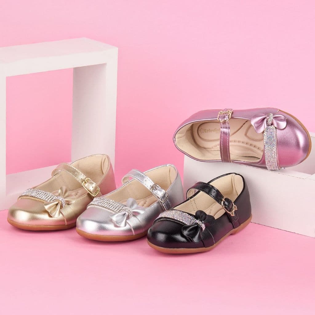 Sapatilha Infantil Menina Delicada Festa Passeio Metalizada Conforto Criança