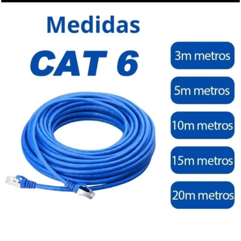 Cabo De Rede Azul RJ45 CAT5e Pc Notebook Roteador Smart Tv Video Game 3/5/10/15/20MetrosAzul Internet Lan
