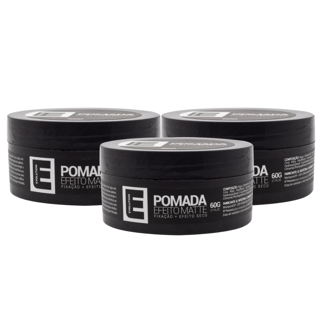 3 UNI CERA MODELADORA MATTE EFEITO SECO EVOLUTION BARBER - PASTA PARA CABELO
