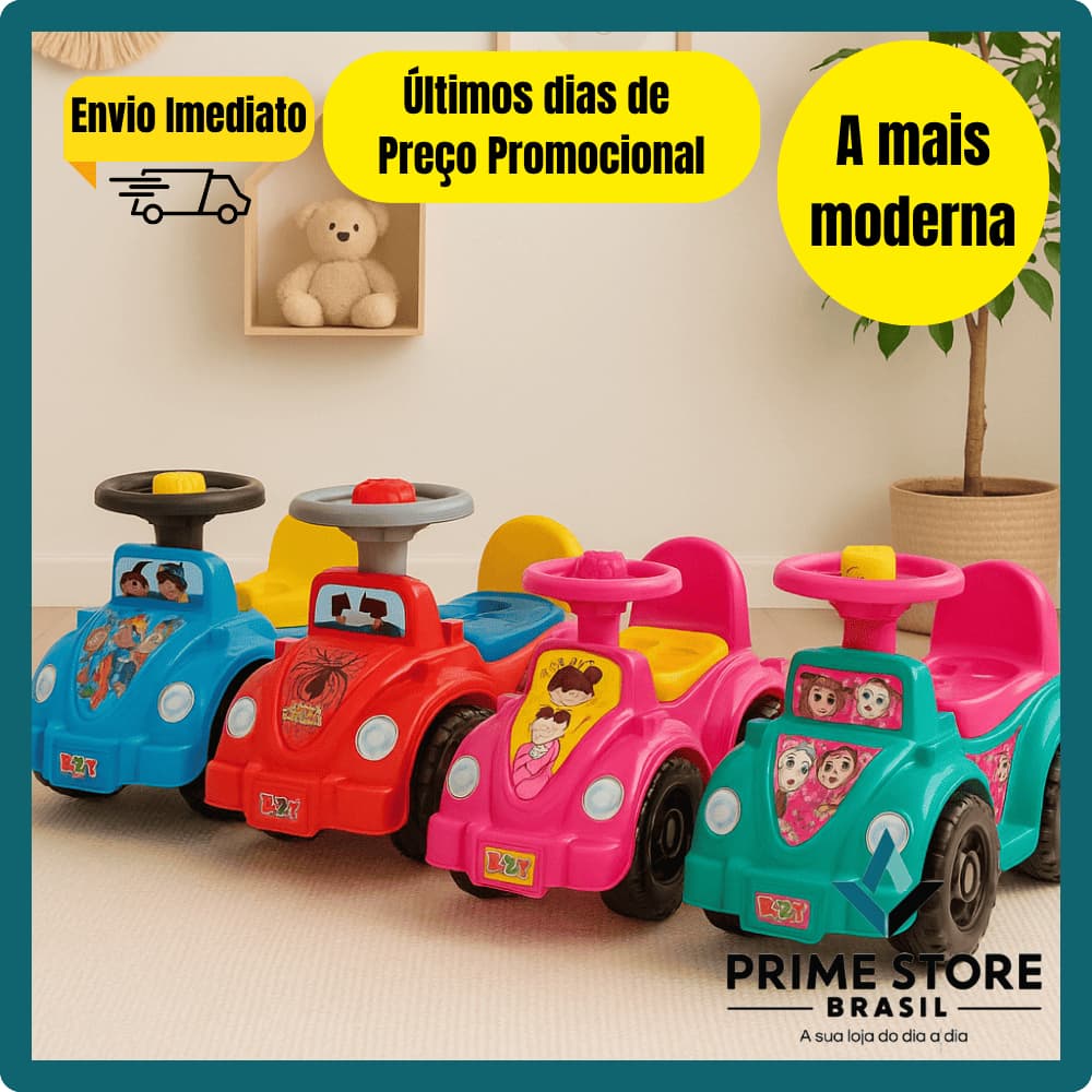 Totokinha A Mais Moderna da Categoria Carrinho Andador Quadriciclo Fusca Infantil com Formas Buzina