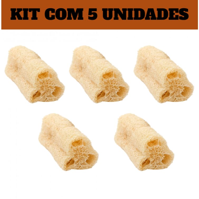 Kit Com 5 Bucha Esponja Vegetal Natural Ecológica Para Banho Esfoliação