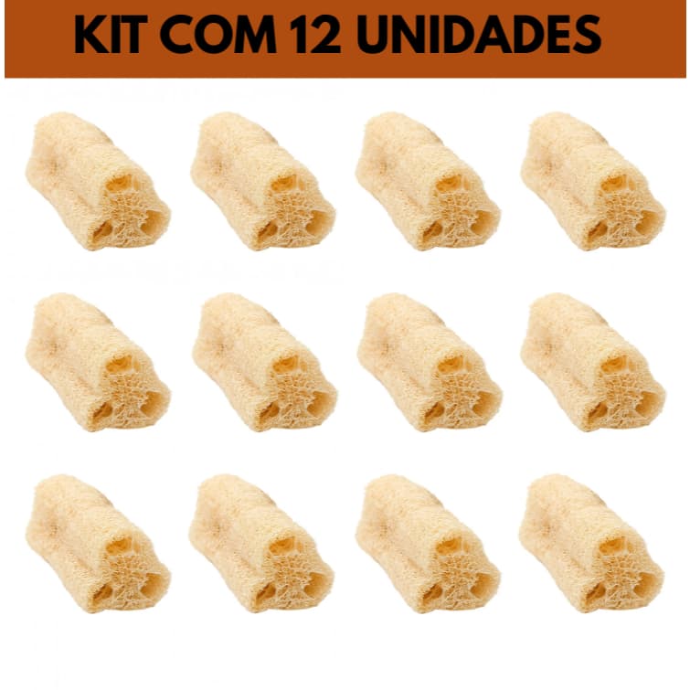 Kit Com 12 Bucha Esponja Vegetal Natural Ecológica Para Banho Esfoliação