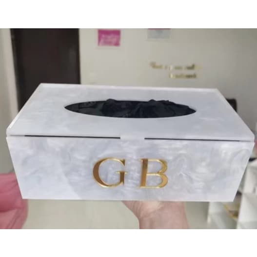 Caixa Porta-Luvas em Acrílico Madrepérola Premium – Design Sofisticado