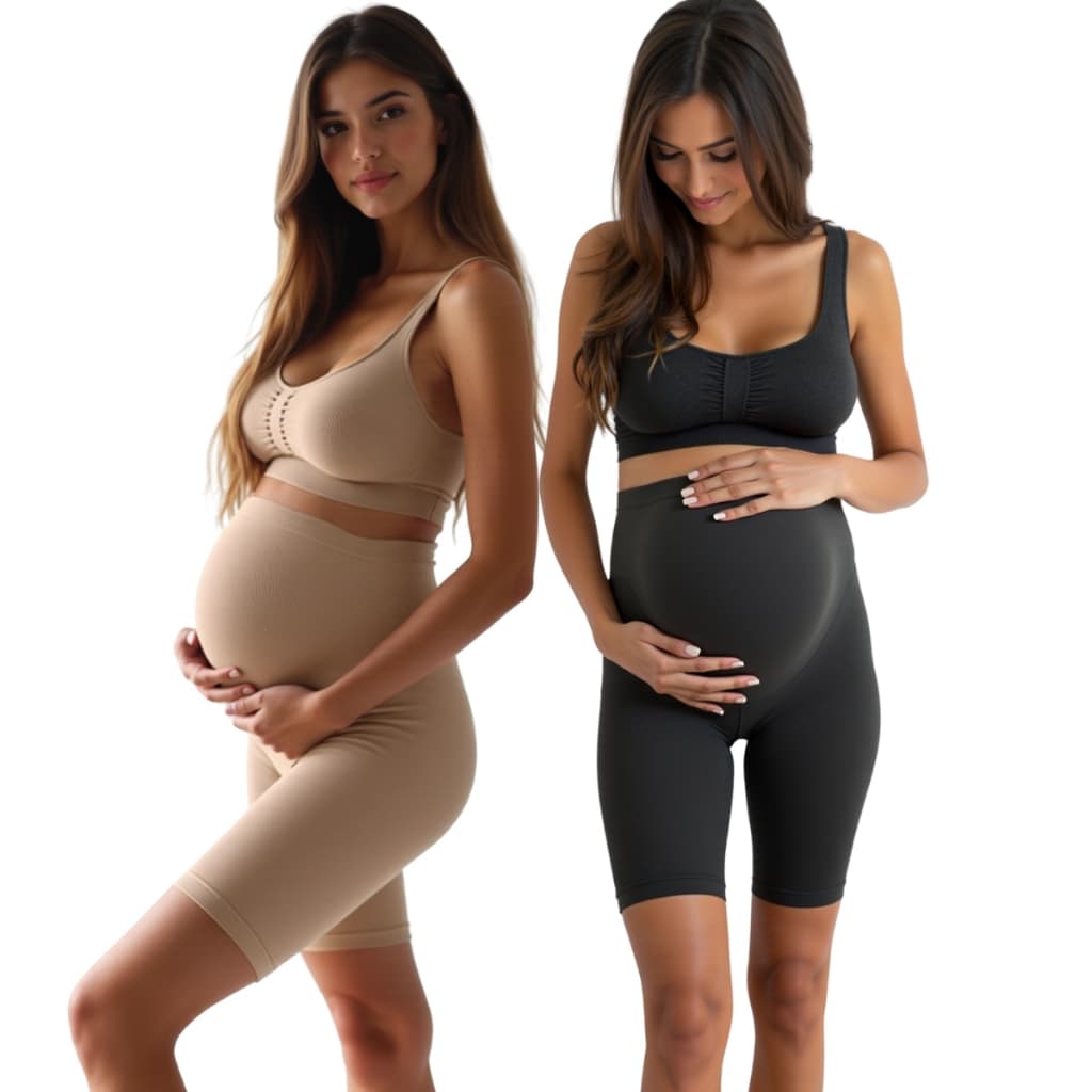 Kit 2 Short Bermuda Alta Boxer para Grávida Gestante Sem Costura Maternidade Gravidez Conforto