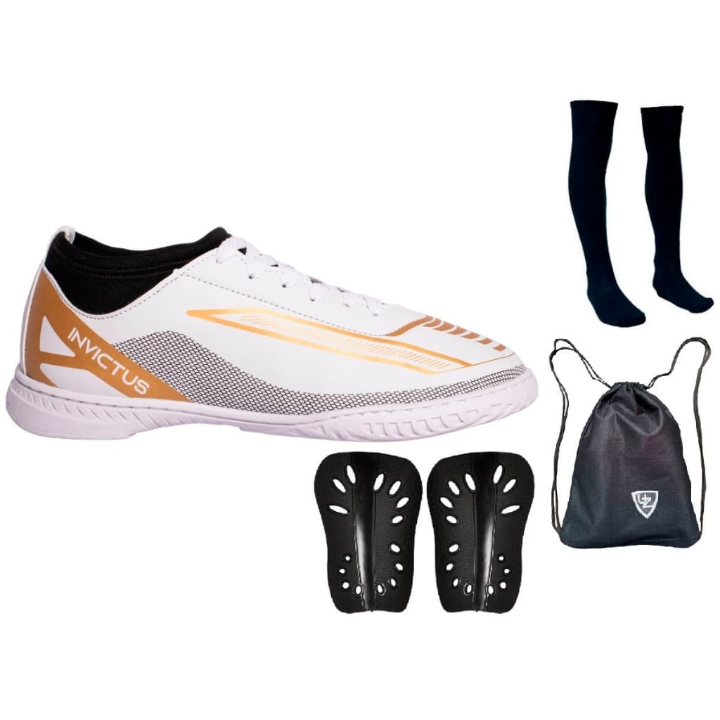 Chuteira Futsal Invictus Nova Adulto Quadra Original Uzze Meião Mochila Caneleira