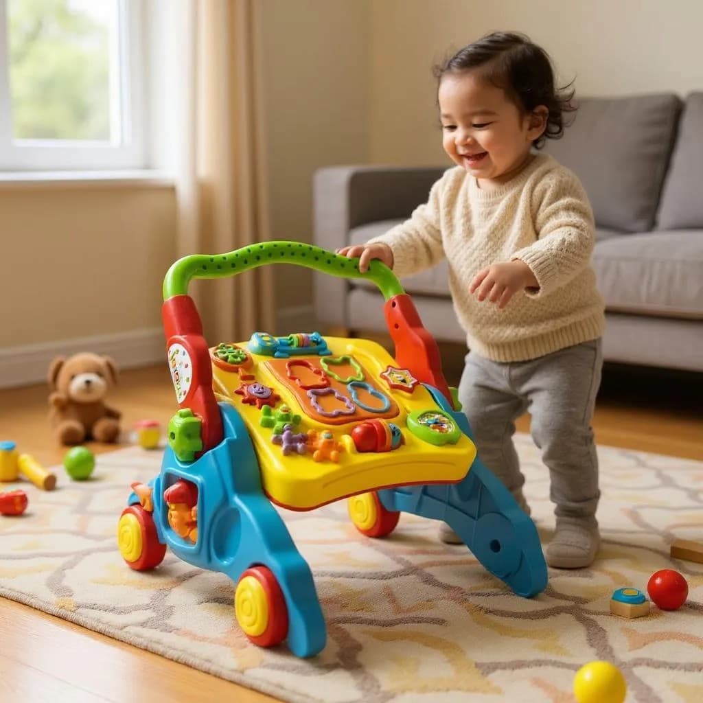 Andador Bebê 4 em 1 Maral: Didático, Mesa de Atividades, Painel e Empurrador com Som e Encaixes