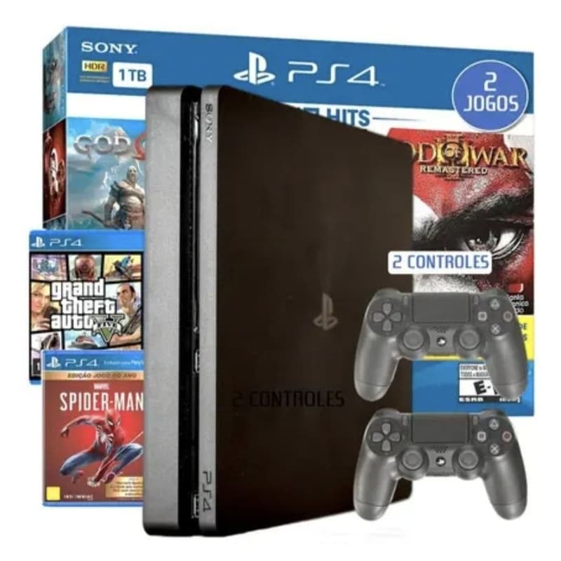 Playstation 4 1tb + 2 Controle + 1 Jogo