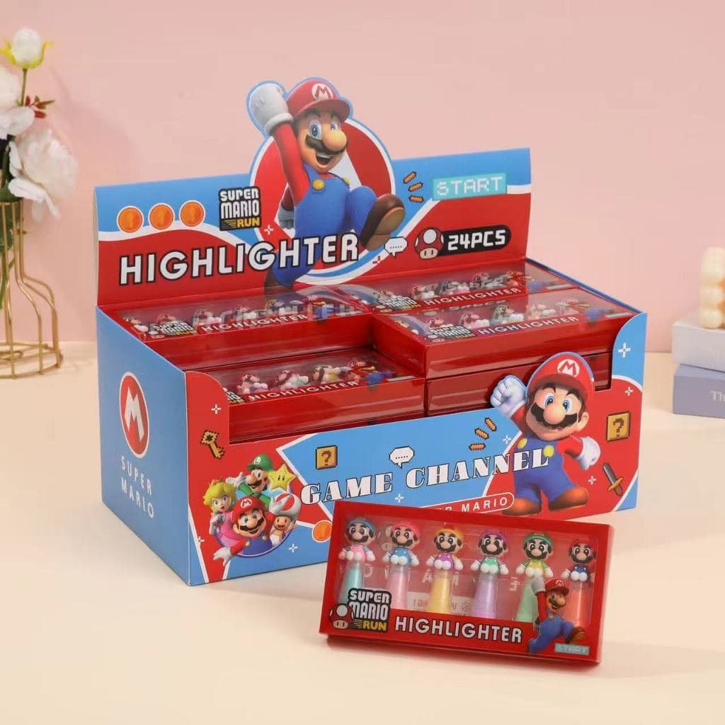 Marca texto Fofo Formado de Desenho Mário para escola e escritorio