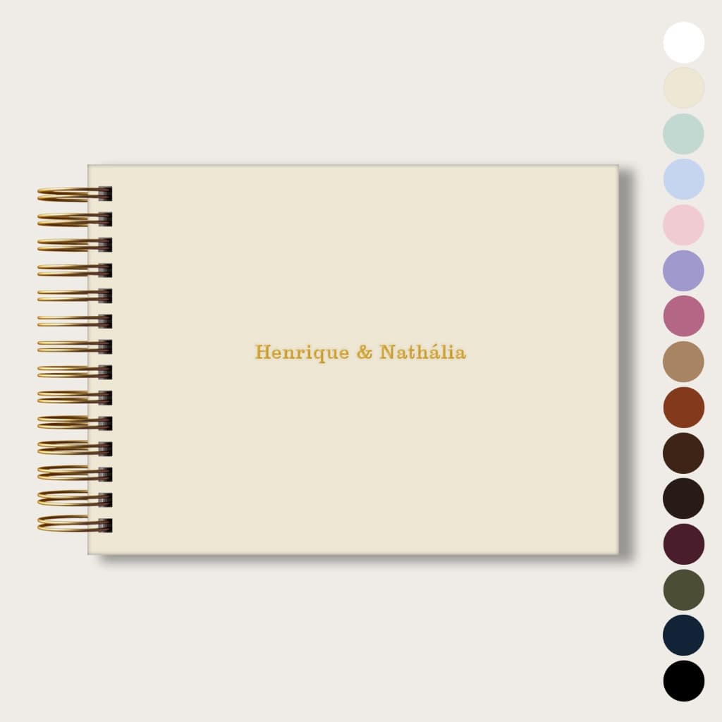 Caderno para Fotos e Scrapbook 25x18,5cm Personalizado Espiral Dourado