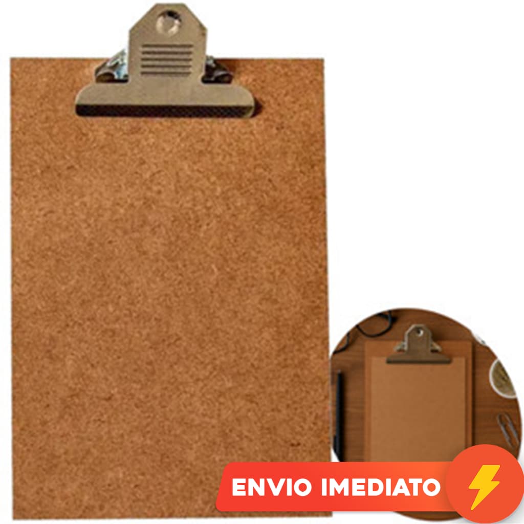 Prancheta A4 De Madeira Office Mdf Com Prendedor De Metal Anotações Resistente Stalo